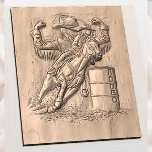 Rodeo Cowgirl Horse 3D Relief STL view 3