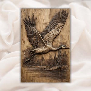 Flying Heron 3D Relief STL view 1