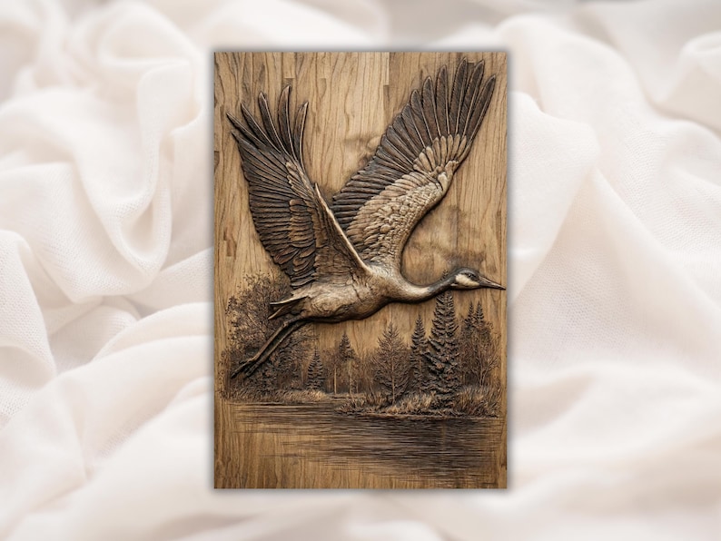 Flying Heron 3D Relief STL
