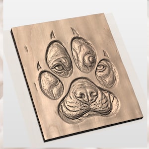 Dog Paw Print 3D Relief STL File view 2