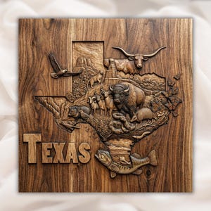 Texas Map 3D STL Relief view 1