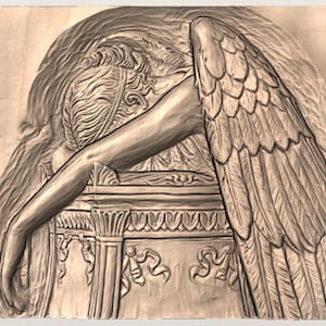 Grieving Angel 3D Relief STL for CNC Router view 2