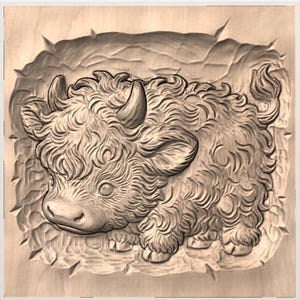 Highland Cow Calf STL view 3