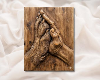 Hand Holding Dog Paw 3D Relief STL | Pet Memorial Sympathy Wall Art Panel | CNC Router 3D Print Laser Engrave File