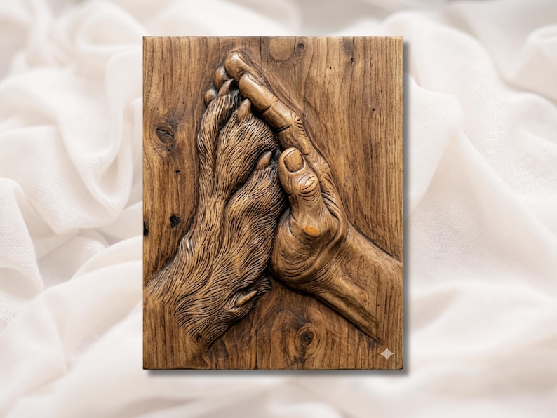 Hand Holding Dog Paw 3D Relief STL