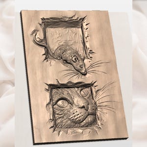 Cat & Mouse Relief STL view 3