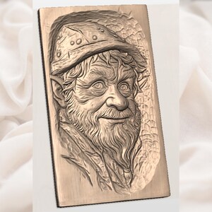 Woodland Gnome Face 3D Relief STL for CNC Router view 3