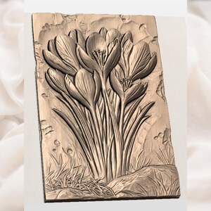 Crocus Flowers 3D Relief STL for CNC Router view 2