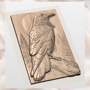 Raven Bird 3D Relief STL view 3