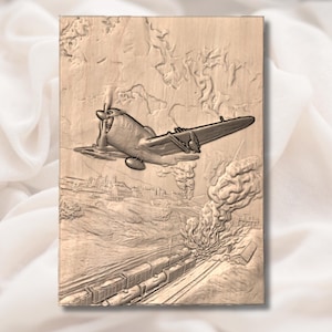 WW2 Plane Train Crash 3D Relief STL view 2