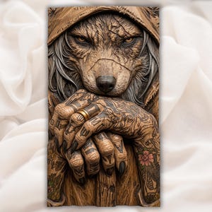 Hooded Wolf STL view 1