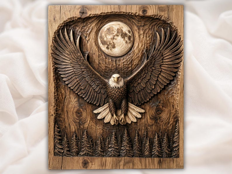 Bald Eagle Moon 3D Relief STL
