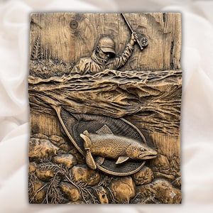 Fly Fishing 3D Relief STL view 1