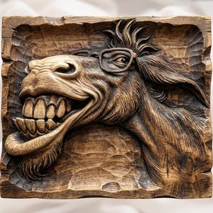 Funny Donkey Face 3D Relief STL view 1