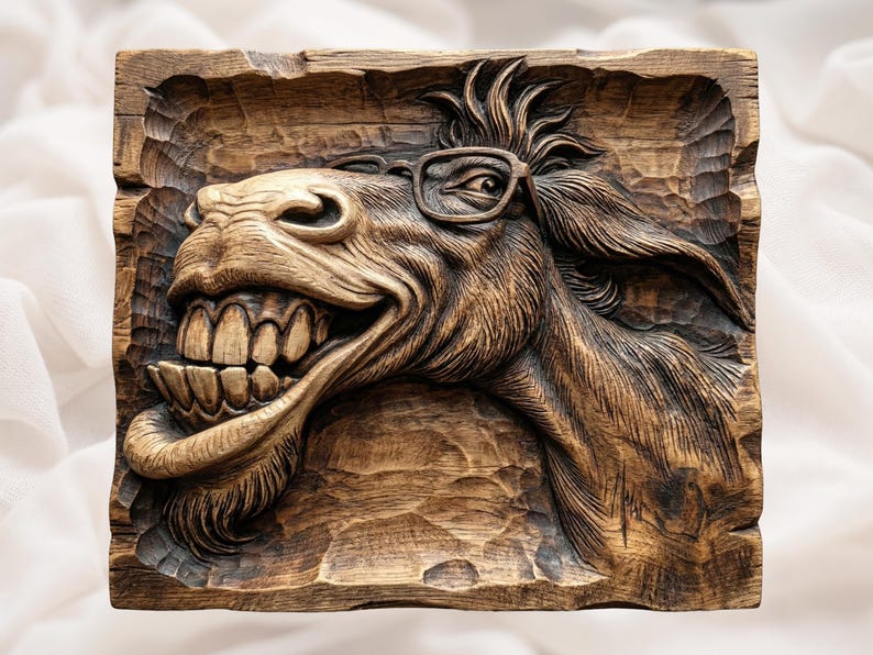 Funny Donkey Face 3D Relief STL