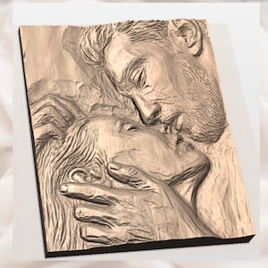 Couple Kiss 3D Relief STL File view 3
