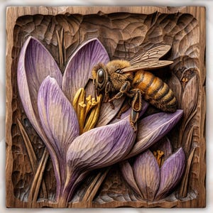 Honey Bee Crocus STL view 1
