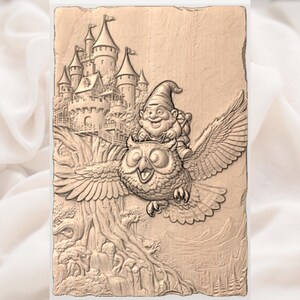 Flying Gnome Owl Ride STL File view 3