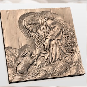 Jesus With Lamb 3D Relief STL view 2