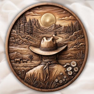 Cowboy Desert Landscape 3D Relief STL view 1