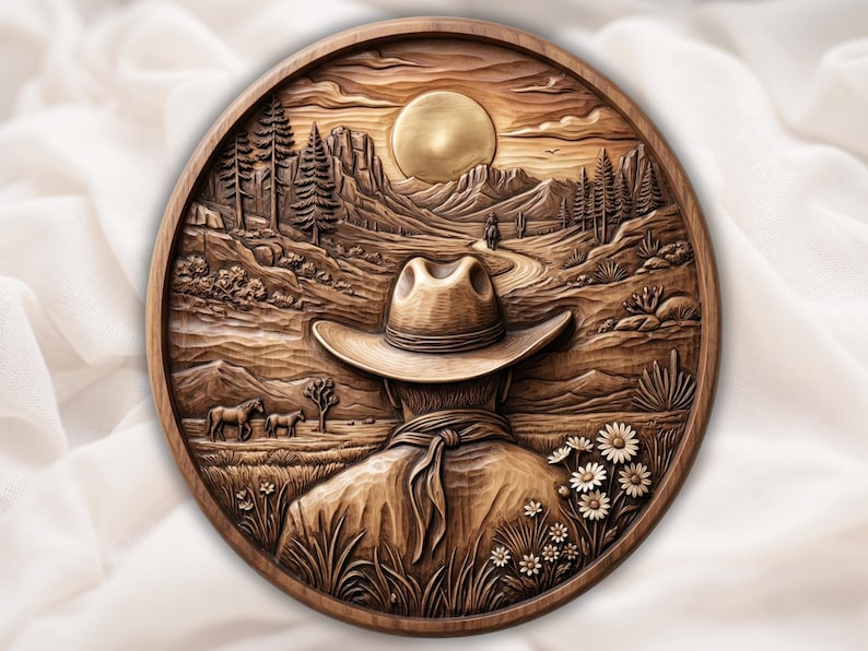 Cowboy Desert Landscape 3D Relief STL
