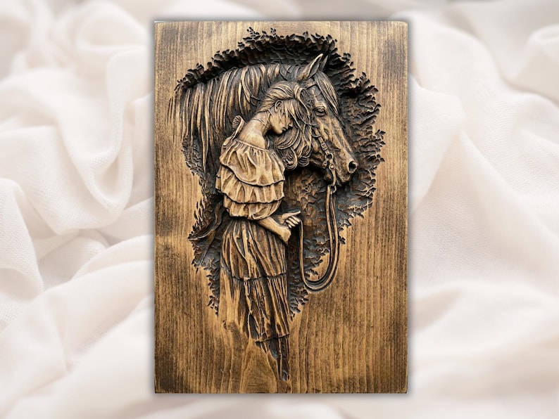 Girl With Horse STL Relief