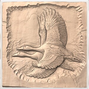 Flying Ducks 3D Relief STL view 2