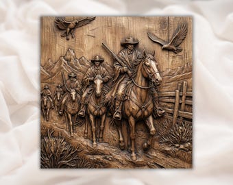 Western Cowboy Street basrelief STL | CNC-fräs carvingfil, Aspire, VCarve Pro, Carveco | Western Ranch Cowboy | Rustik stuga