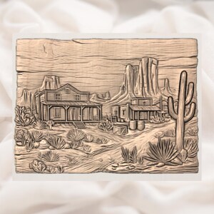 Wild West Desert Town 3D Relief STL view 2