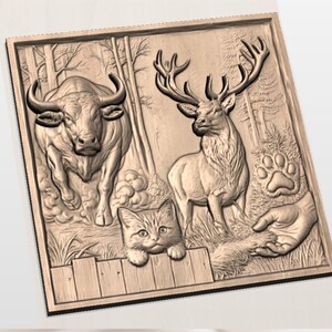 Wildlife Forest 3D Relief STL view 3
