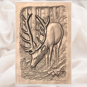 Stag Deer 3D Relief STL view 2