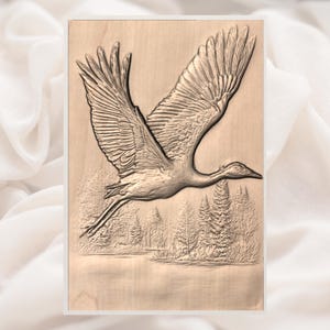 Flying Heron 3D Relief STL view 2