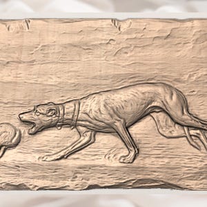 Hunting Dog & Rabbit STL 3D Relief view 3