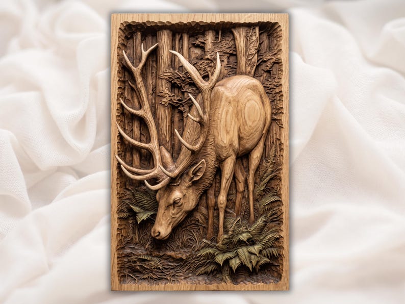 Antlered Deer Forest Scene STL
