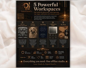 Laser Engraver  Software | Photo and  STL to Laser Files | Diode CO2 Fiber Galvo | LightBurn xTool Glowforge | Laser engraving