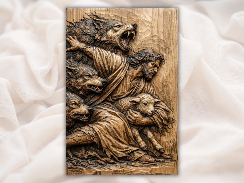 Jesus the Good Shepherd 3D Relief STL File