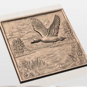 Flying Mallard Duck 3D Relief STL view 2