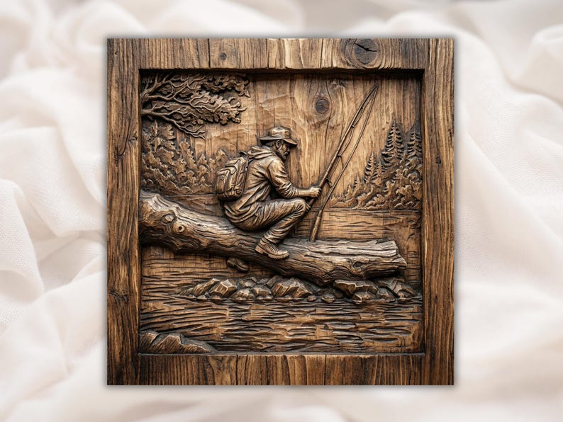 Fishing Man 3D Relief STL