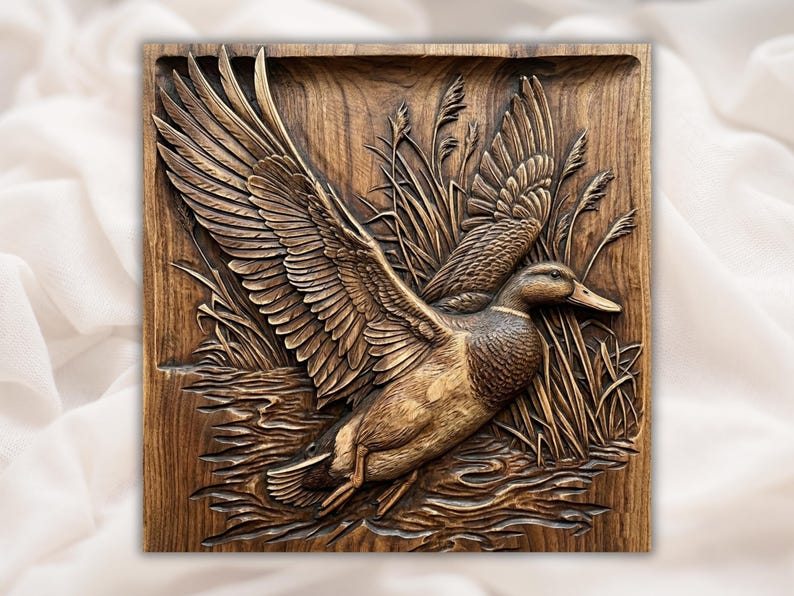 Mallard Duck Water Landing 3D Relief STL