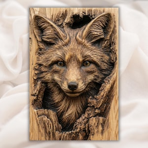 Fox Face 3D Relief STL view 1
