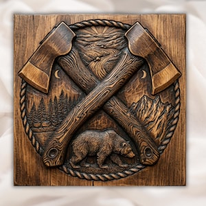 Crossed Axes 3D Relief STL view 1