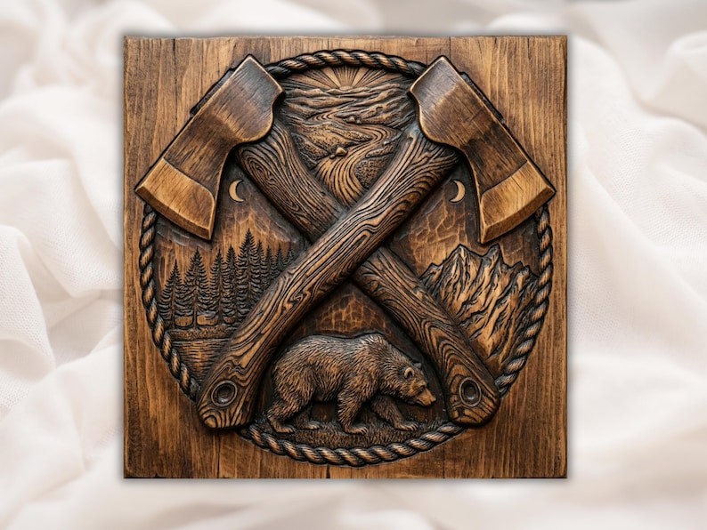 Crossed Axes 3D Relief STL