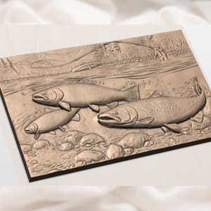 Trout Trio 3D Relief STL view 3