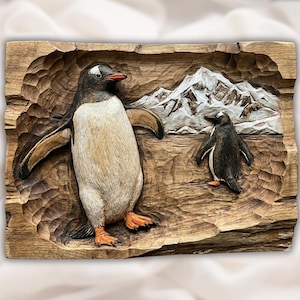A Lonely Penguin Toward the Mountains 3D Relief STL view 1