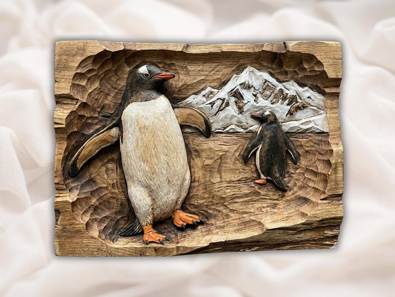 A Lonely Penguin Toward the Mountains 3D Relief STL