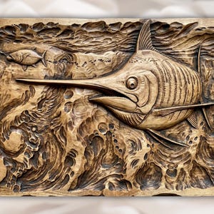 Marlin Swordfish Relief STL view 1