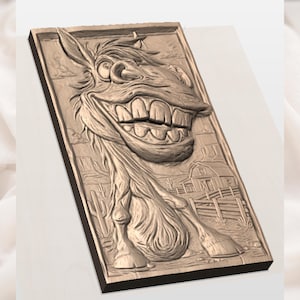 Funny Donkey 3D Relief STL File view 3