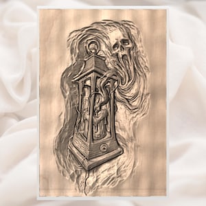 Haunted Lantern Skull Ghost 3D Relief STL File view 3