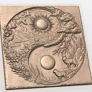 Yin Yang Wolf Relief view 2