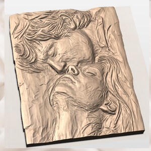 Romantic Couple 3D Relief STL File view 3